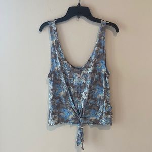 Kimchi Blue Soft Floral Cropped Tank Top With Knot